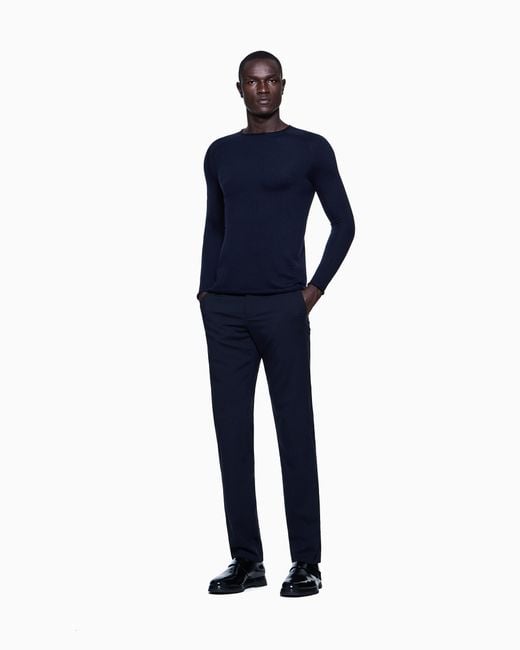 Giorgio Armani Blue Straight Leg Trousers for men
