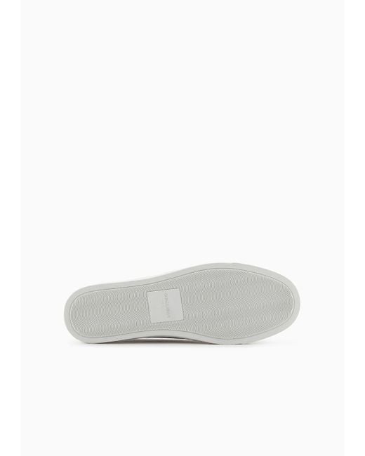 Giorgio Armani White Galleria 3 Leather Slip-ons
