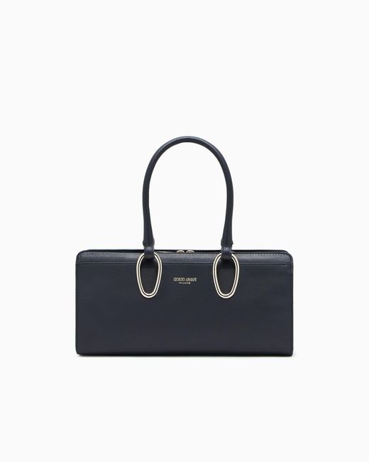 Giorgio Armani Blue Leather Bauletto Bag