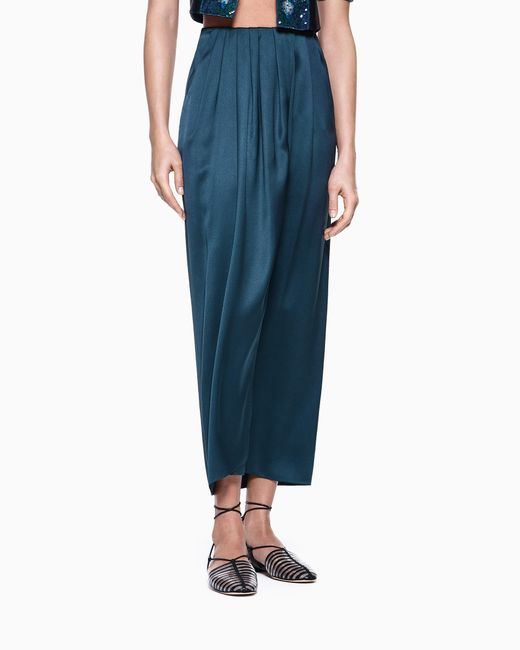 Giorgio Armani Blue Long Silk Wrap Skirt