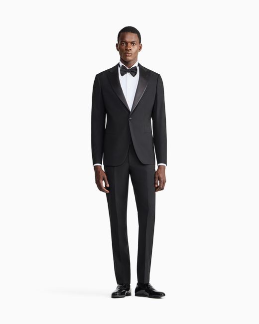 Giorgio Armani Black Pure Wool, Half-Canvassed, Slim-Fit Tuxedo From The Soho Line for men