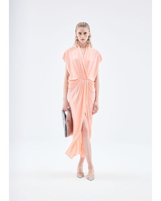 Giorgio Armani Pink Asv Triple Silk Georgette Long Dress