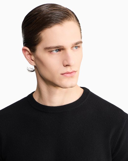 Giorgio Armani Black Cashmere Crew-Neck Jumper for men