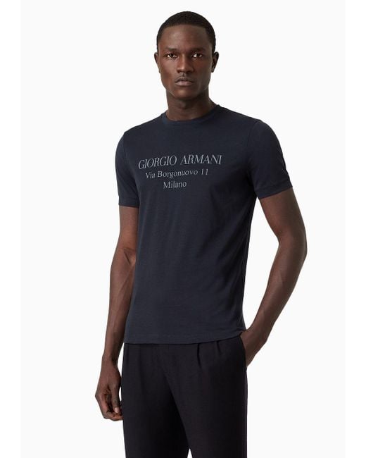 Giorgio Armani Black Borgonuovo 11 Crew-neck T-shirt In Pima Cotton Jersey for men