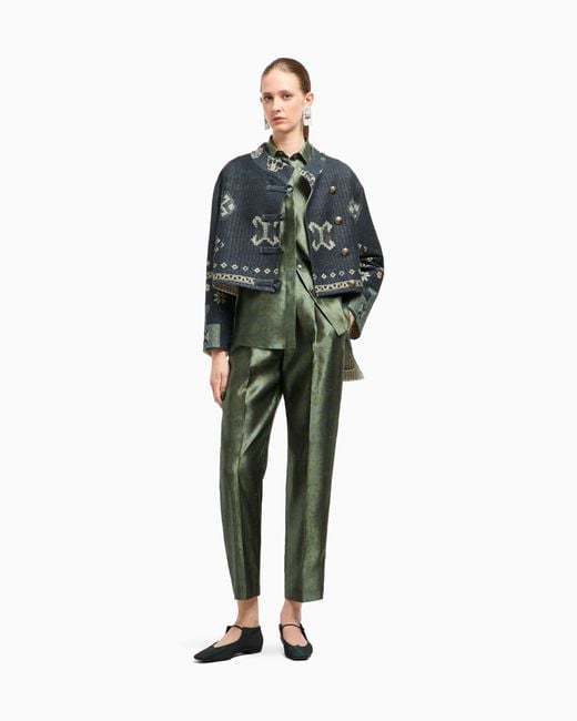 Giorgio Armani Green Single-Pleat Trousers