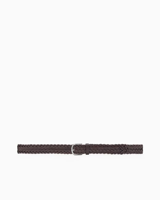 Giorgio Armani White Woven Leather Belt for men