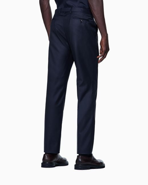 Giorgio Armani Blue Wool And Cashmere Gabardine Trousers for men