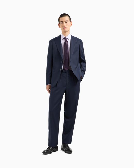 Traje Línea Soho De Abotonadura Sencilla En Lana Virgen Estructurada Giorgio Armani de hombre de color Blue
