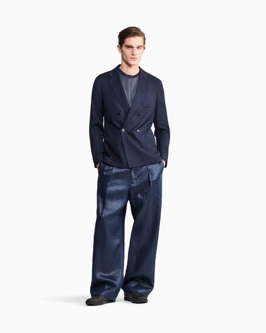 Giorgio Armani Blue Upton Line Double-Breasted Jacket for men