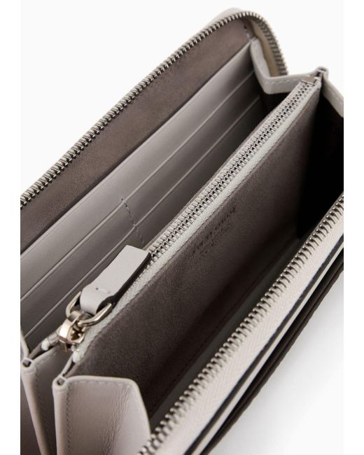 Giorgio Armani White Two-toned Leather Wallet With Wraparound Zip for men