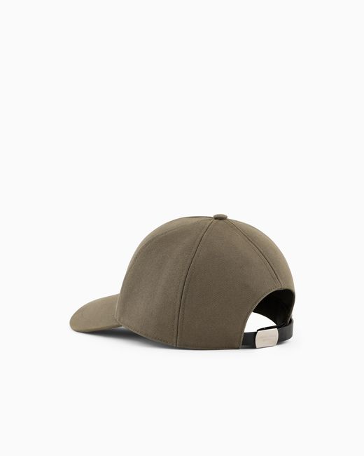Giorgio Armani Brown Cotton Baseball Cap With Leather Logo for men
