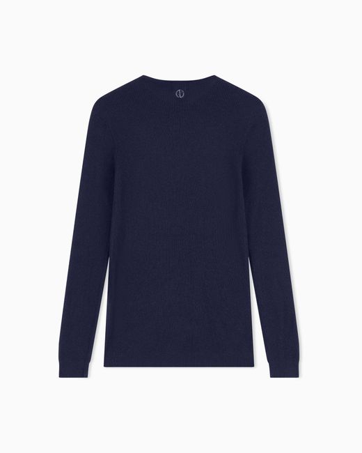 Giorgio Armani Blue Pure Cashmere Crew-Neck Jumper