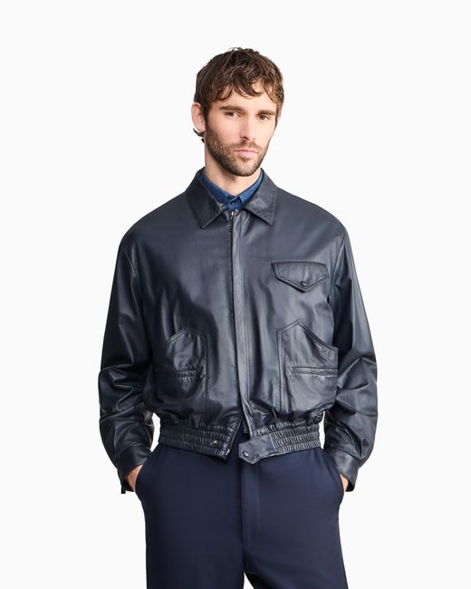 Giorgio Armani Blue Bomber Jacket for men