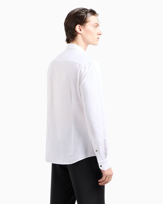 Giorgio Armani White Cotton-Jersey Zipped Shirt for men