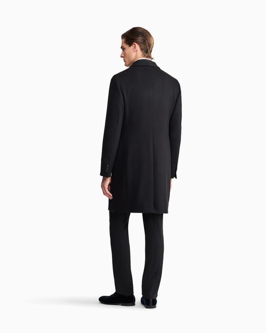 Giorgio Armani Black Double-Breasted Coat for men