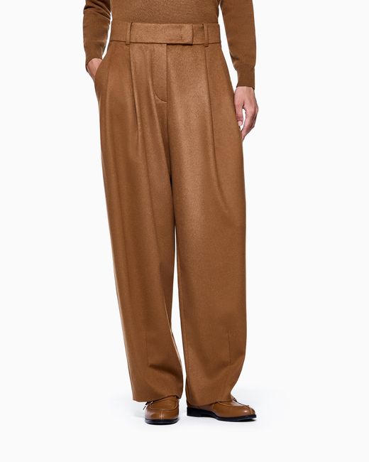 Giorgio Armani Brown Double-Pleat, Vicuña Wool Trousers