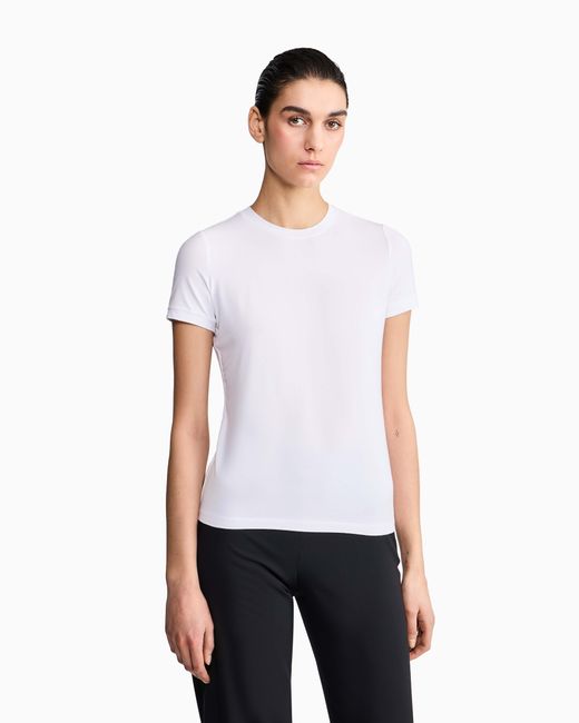 Giorgio Armani White Jersey T-Shirt With A Crew Neck And Short Sleeves