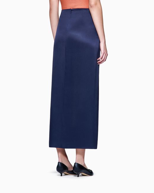 Giorgio Armani Blue Long Silk Wrap Skirt