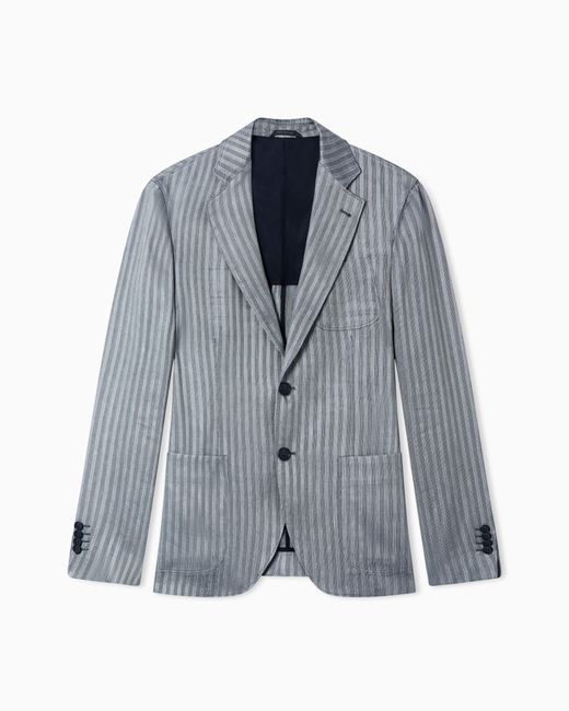 Giorgio Armani Blue Upton Line Single-Breasted Jacket for men
