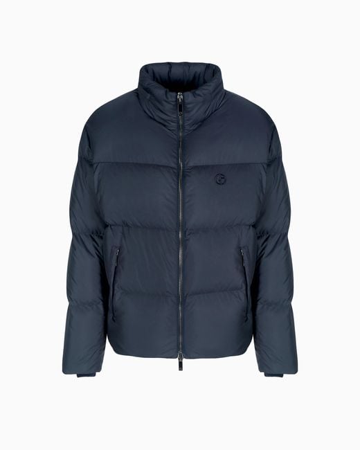 Giorgio Armani Blue Bomber Jacket With Goose-Down Padding for men