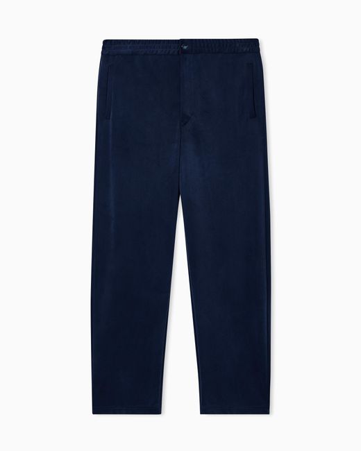 Giorgio Armani Blue Cupro-Blend Flat-Front Trousers for men