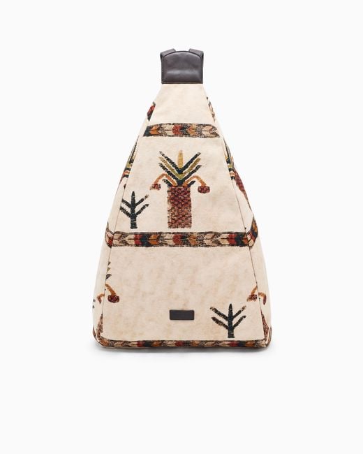 Giorgio Armani White Printed Fabric Backpack Sack for men