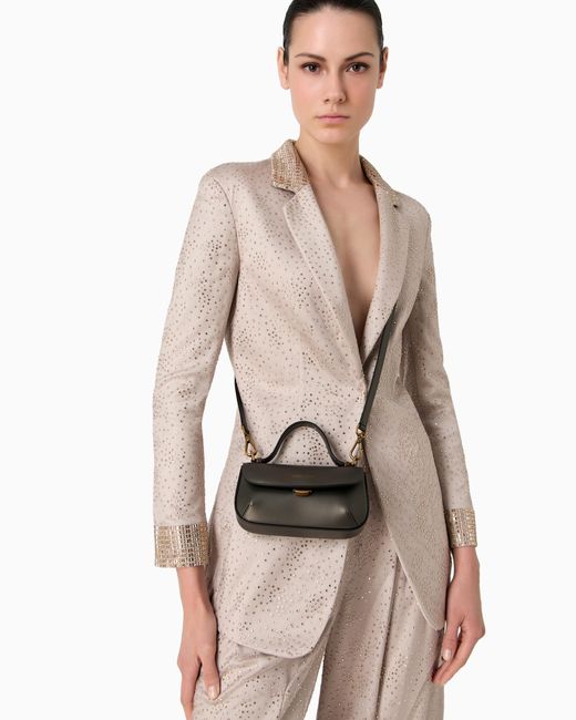 Giorgio Armani White La Prima Henkeltasche Im Mini-Format Aus Beschichtetem Leder