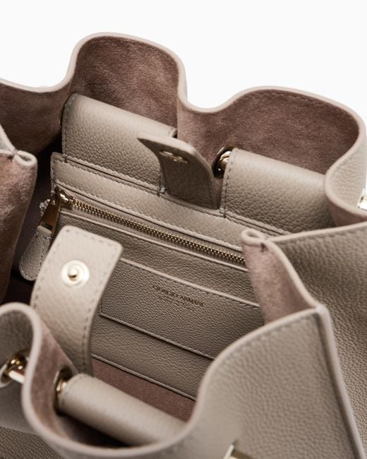 Giorgio Armani Natural Pebbled Bag With Double Leather Handles