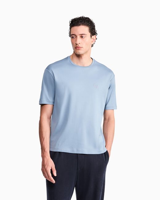 Giorgio Armani Blue T-Shirt Regular Fit Organic Cotton Interlock Jersey for men
