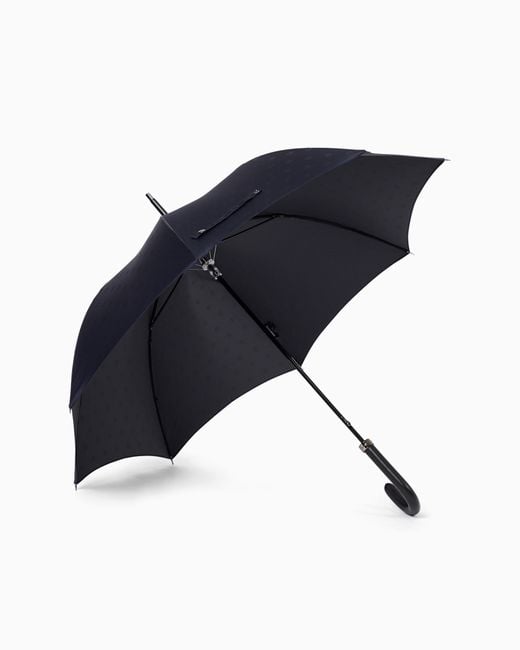 Giorgio Armani Blue Folding Umbrella With All-Over Logo Pattern for men