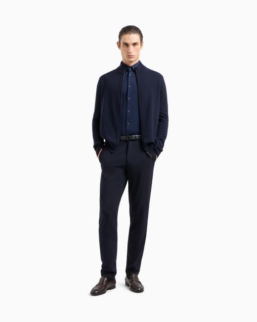 Giorgio Armani Blue Short-Sleeved, Cotton-Jersey Shirt for men