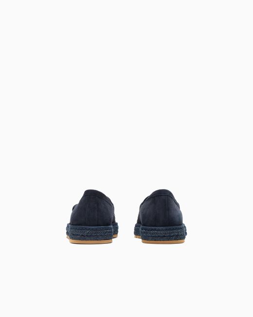 Giorgio Armani Blue Suede Loafers With A Rope Sole for men
