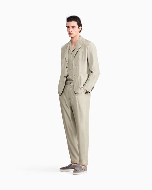 Giorgio Armani White Trouser Regular Fit Silk Habotai With Cupro Lining for men