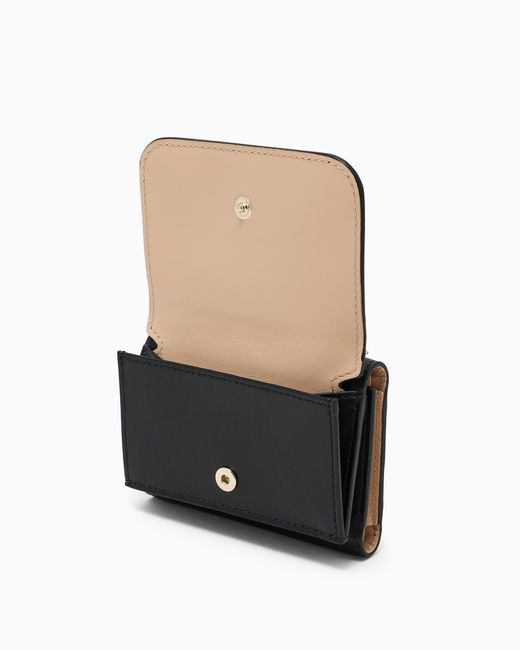 Giorgio Armani Black Leather Mini Trifold Wallet