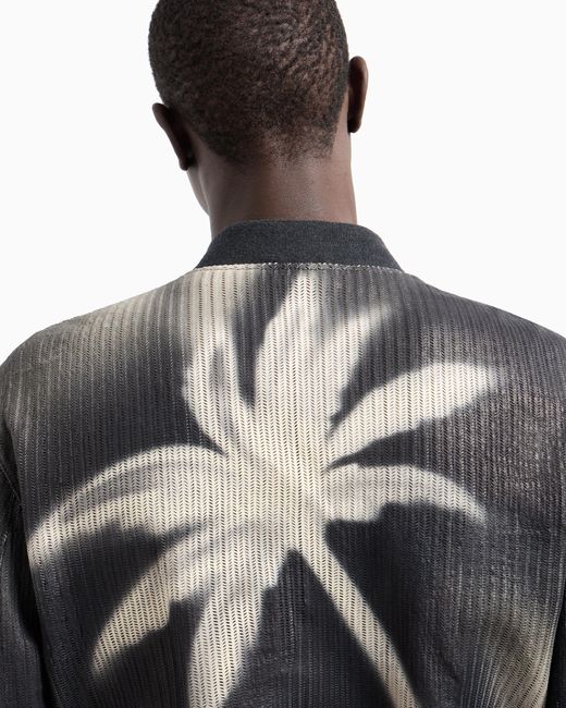 Giorgio Armani Gray Perforated And Printed Nappa Leather Blouson for men