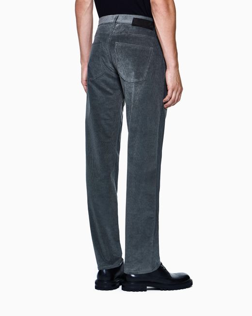 Giorgio Armani Blue Five-Pocket Corduroy Trousers for men