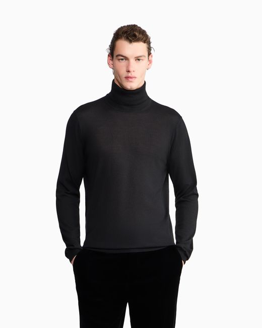 Giorgio Armani Black Cashmere Mock-Neck Jumper for men