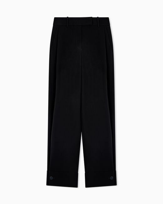 Giorgio Armani Black Silk Cady Trousers With Pleats