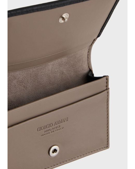 Two-toned Leather Card Holder Giorgio Armani pour homme en coloris Blanc |  Lyst