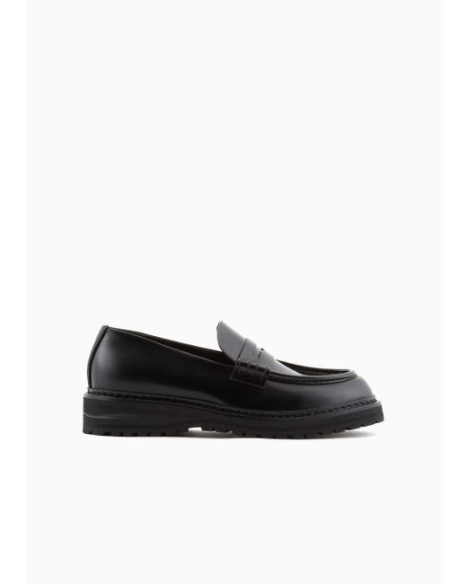 Giorgio Armani Black Leather Loafers for men