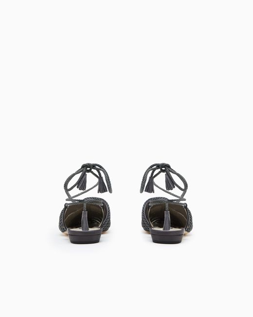 Giorgio Armani White Satin Ballerinas With Passementerie Trim