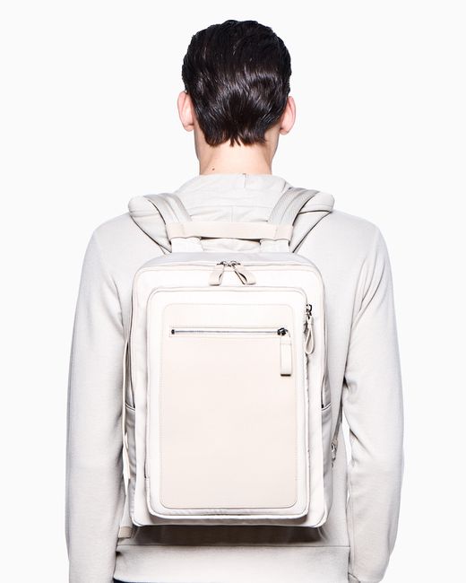 Giorgio Armani Gray Nylon And Pebbled-Leather Backpack for men