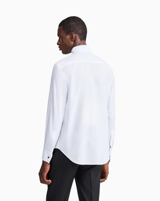 Giorgio Armani White Cotton Tuxedo Shirt for men