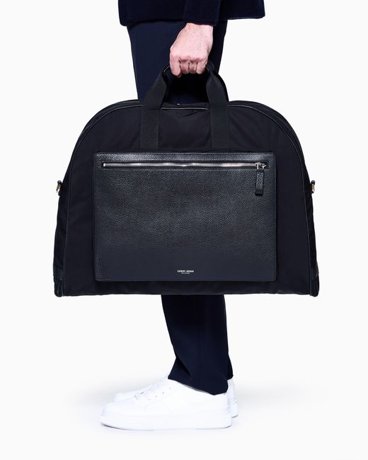 Giorgio Armani Umweltfreundlicher Kleiderbeutel Aus Nylon Und Vollnarbigem Leder in Black für Herren