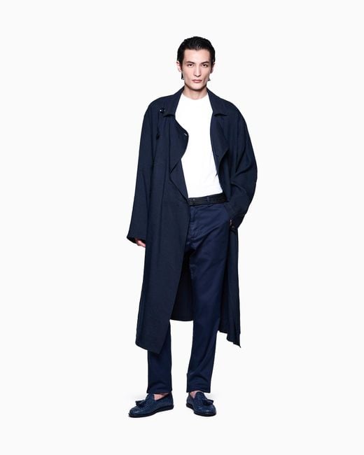 Giorgio Armani Blue Flat-Front Trousers for men