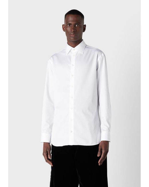 Chemise En Sergé De Coton Luxury Giorgio Armani pour homme en coloris Blanc  | Lyst