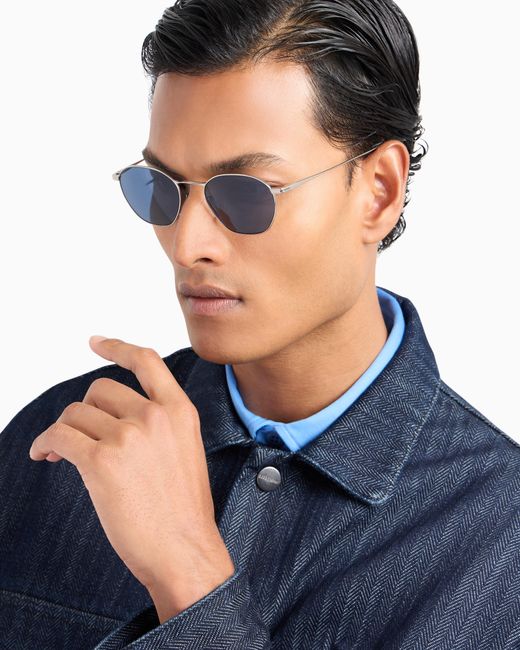 Giorgio Armani Blue Square Sunglasses for men