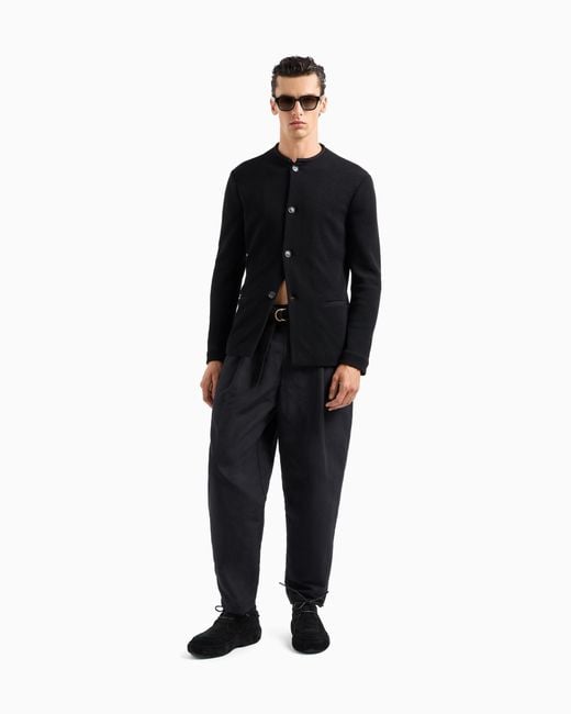 Chaqueta De Abotonadura Sencilla De Mezcla De Lana Virgen Giorgio Armani de hombre de color Black