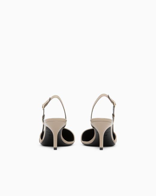 Giorgio Armani White Decollete Shoe With Cornely Details And Leather Upper