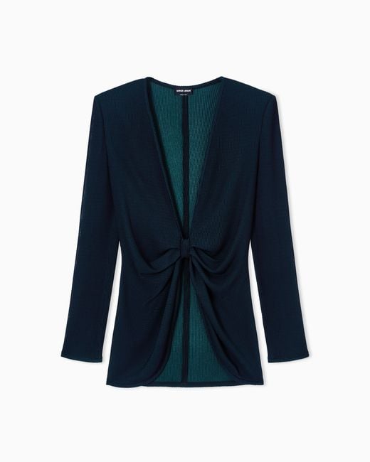 Giorgio Armani Blue Ribbed Viscose Jumper
